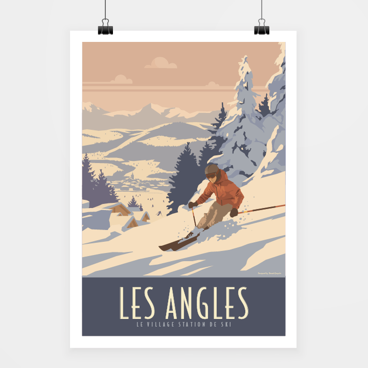Poster Alpes à gratter des stations de ski